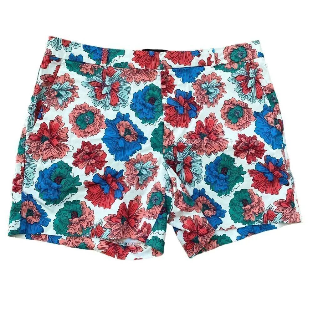 Banana Republic White Multicolor Floral Shorts Size 8
